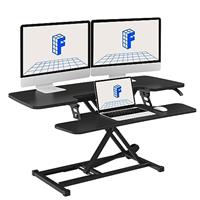 FLEXISPOT Standing Desk Converter Sit to Stand up Desk Riser with Dual Monitor and Laptop, Height Adjustable Computer Workstation with Wide Keyboard Tray, Black