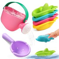 Baby Bath Toys for 1 2 3 Year Olds Swimming Paddling Pool Toys Toddler Stacking Cups Kids Watering Can Mould Free Bath Boats Water Toys Bathtub Water Play Present for Boys Girls 1 2 3 Year Old Gifts