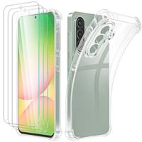 Giolus 4-in-1 Case with 3 Pack Screen Protector, Crystal Clear Shockproof Phone Case with Built-in Camera Lens Protector, Soft TPU Bumper Anti-Scratch Silicone Cover