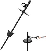 Mi Metty Dog Tie-Out Stake,Heavy Duty Dog Stake for Medium to Large Dogs up to 200 lbs, 360 Swivel Ground Anchor Perfect for Beach, Camping & Yard (Black, 1pack)