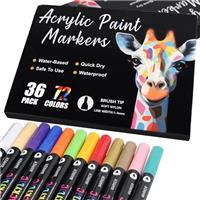 Acrylic Paint Pens with Brush Tip for Rock Painting Fabric Glass Stone Ceramic Wood Metal, Dual Tip Acrylic Markers for Adults and Kids, Paint Markers for Easter Egg Pumpkins Graffiti