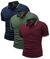 JACKETOWN 3 Pack Mens Polo Shirts Short Sleeve Lightweight Breathable Golf Polo Casual Adult Multipack Tennis T Shirt