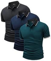 JACKETOWN 3 Pack Mens Polo Shirts Short Sleeve Lightweight Breathable Golf Polo Casual Adult Multipack Tennis T Shirt