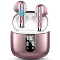 Wireless Earbuds, Bluetooth 5.4 Headphones in Ear 2025 Wireless Earphones with 4 ENC Mic, Mini Ear buds with HiFi Stereo Deep Bass, 56H Playtime Dual LED Display, Bluetooth Earbud IP7 Waterproof USB-C