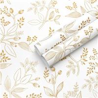 Fiula Self Adhesive Wallpaper Leaves Peel and Stick Wallpaper Botanical Floral Vinyl Wrap for Furniture Removable Waterproof Sticky Back Wallpaper for Cabinet Wall Bedroom