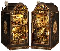 Book nook kits for adults Dollhouse kit Miniature Wooden Doll House, 3D puzzle with Furniture and LED Light