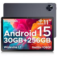 DOOGEE U11 PRO Android 15 Tablet 11 Inch, 30GB RAM 256GB ROM (TF 2TB), 8580mAh Battery, Unisoc T7200 Octa-Core Android Tablets, Ultra-Thin 7.9mm, Widevine L1|5G Wi-Fi|Face Unlock|3.5mm Jack-Black