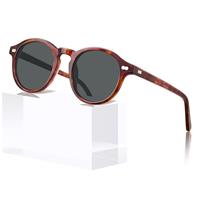 CARFIA Women's Retro Polarized Sunglasses with Acetate Frame Sunglasses Vintage Round Style for UV400 Protection CA5266