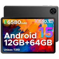 DOOGEE Tab A9 Android 15 Tablet 10 Inch(2025), Unisoc T310 Android Tablets 12GB RAM 64GB ROM(TF 2TB), 6580 mAh Battery, 5G WiFi|Dual Speaker|8MP AI Camera|Type-C|GMS|Bluetooth|Face ID|3.5mm Jack-Blue