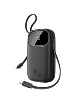 Baseus Powerbank 20000mAh 45W with Integrated USB-C Cable, Power Bank PD3.0 QC4.0 Fast Charging Battery Pack, 3 C and 1 A, Portable Charger for iPhone 16/15/14 Pro Max, iPad, Galaxy, Black
