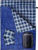 Double Sleeping Bag King Size Adult Two Person Camping Sleeping Bag Suitable for 4 Seasons Complete with Pillow & Internal Pocket for Hiking Indoor or Outdoor Adventures