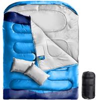 Double Sleeping Bag King Size Adult Two Person Camping Sleeping Bag Suitable for 4 Seasons Complete with Pillow & Internal Pocket for Hiking Indoor or Outdoor Adventures