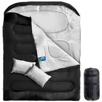 Double Sleeping Bag King Size Adult Two Person Camping Sleeping Bag Suitable for 4 Seasons Complete with Pillow & Internal Pocket for Hiking Indoor or Outdoor Adventures