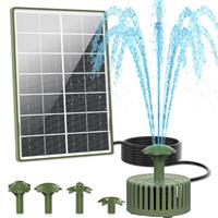 AISITIN LED Solar Fountain Pump, 5.5w LED Circle Fountain with Battery Backup for Water Feature, Solar Floating Fountain Pump with 7 Nozzles for Bird Bath, Garden, Fish Tank, Patio, Pond