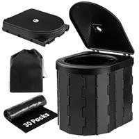 GROWNEER Portable Camping Toilet, Compact Travel Toilet for Adult Potty, Outdoor Foldable Toilet with Lid, Collapsible Toilet Bucket, Campervan Toilet, Camping Loo for Trip, Picnic, Fishing