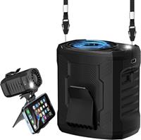 Portable Neck/Waist/Desk Fan,7000RPM Clip on USB Rechargeable Table Personal Fan with 4 Speeds,Flashlight & Phone Stand for Summer Travel Camping Hiking,Gifts for Men Women Father-Black