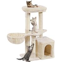 Yaheetech Kitten Tree Tower 87cm Cat Climbing Frame Indoor Small Cats Tree Tower w/Condo, Bigger Perch, Comfy Basket for Kitten Playing and Climbing