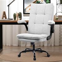 BASETBL Ergonomic Executive Office Chair, Thick and Wide Seat Cushion, Flip-up Armrests, Tilt Computer Desk Chair, Comfy Fabric for Home Office Business, Grey