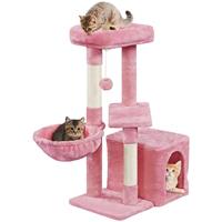 Yaheetech Kitten Tree Tower 87cm Cat Climbing Frame Indoor Small Cats Tree Tower w/Condo, Bigger Perch, Comfy Basket for Kitten Playing and Climbing