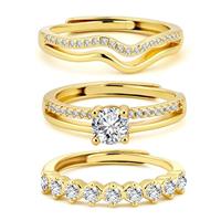 ALEXCRAFT 3/4 Pcs Silver Gold Filled Stacking Rings for Women Teen Statement Finger Ring Classic Cubic Zirconia Star Thin Gold Ring Set