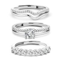ALEXCRAFT 3/4 Pcs Silver Gold Filled Stacking Rings for Women Teen Statement Finger Ring Classic Cubic Zirconia Star Thin Gold Ring Set