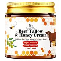 Beef Whipped Tallow & Honey Cream: Deeply Hydrating Nourishing & Soothing for face Soft 4OZ