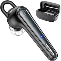 New bee Bluetooth Headset V5.1 Dual ENC Mic Bluetooth Earpiece Handsfree with 500mAh Charging Case 50Hrs Play Time Hands Free Headset for Driving/Business/Office with Android iOS Laptop