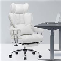 Efomao Desk Office Chair, Big and Tall PU Leather Ergonomic Office Chair, 200KG Adjustable High Back Computer Chair,Executive Swivel Chair with Footrest and Lumbar Support