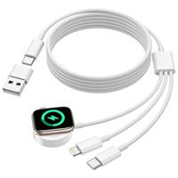 3 in 2 Charging Cable for Apple Watch Charger, 2M iWatch Charger iPhone and Apple Watch charger USB C Magnetic Fast Charging Cable for iWatch Series 9 8 7 6 5 4 3 2 SE Ultra,iPhone 16 15 14 13 Pro Max