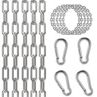 hzzycer Stainless Steel Chain, 2 Pcs 1 Meter Long 3 mm Thick Heavy Duty Hanging Chair Chain with 4 Carabiners, for Indoor Outdoor Hardware Accessories