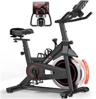 CURSOR FITNESS Exercise Bike, Spin Bike Exercise Equipment for Home Use with Stepless Adjustment, Stationary Bike with Larger Tablet Holder