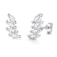 Cangall Silver Stud Earrings for Women, 925 Sterling Silver Cross Bars Crawler Stud Earrings with 5A Cubic Zircon, Hypoallergenic Small Sleeper Cartilage Earrings, Dainty Trendy Earrings Jewelry