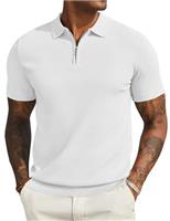COOFANDY Mens Polo Shirts Short Sleeve Summer Zipper Knit Men's Polo T-Shirts Classic Stretch Golf Shirt