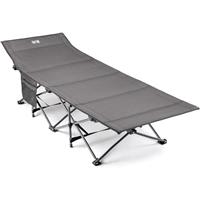 Trail Folding Camping Bed for Adults, Sturdy Heavy Duty Steel, Luxury Duoweave Fabric, Lightweight Guest Sleeping Bed, Fast Easy Set Up, Carry Bag, 110kg Max Weight (L190cm/6.2ft x W67cm x H36/48cm)