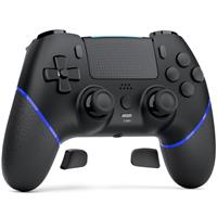 CHEREEKI Wireless Controller for PS4, Compatible with P-S4/Slim/Pro Bluetooth Gamepad Joystick PS4 Remote Control with Paddles Dual Vibration Turbo Six Axis Touch Panel Stereo Headphone Jack White