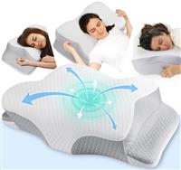 Cervical Memory Foam Pillow for Neck and Shoulder Pain - Adjustable Orthopedic Pillow with Armrest Design - Ergonomic Bed Pillow with Washable Cover for Side, Back & Stomach Sleepers - 100-Night Trial