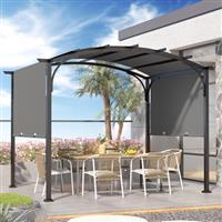 Gazebo, bigzzia Metal Pergola With Retractable Roof,Outdoor Parasol Features Water-Resistant And SPF 15 With PU Coated Canopy,Sun Shade For Garden Party Barbecue Event (Cream-colored, 10FtX10Ft)