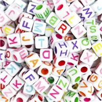BLMHTWO 500 Pcs Square Letter Beads,Alphabet Beads Square 6m