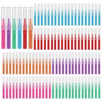RAYITO 100 Pcs Interdental Brushes, 5 Sizes Soft Dental Brushes Toothpicks Dental Floss Brush Floss Sticks Dental for Braces Oral Cleaning(6 Colors)