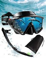 Lorrtta Snorkel Set Adult Anti Fog Adult Snorkel Set with with Dry Snorkel, Snorkeling Gear for Adults Mask Featuring a 180 Panoramic Ultra-Clear Snorkeling Mask