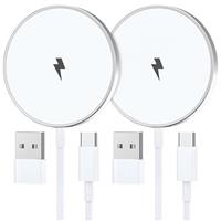 Wireless Charger iPhone 2M 2Pack, 15W Mag-Safe Charger for iPhone 16/16 Pro Max/15/15 Pro/15 Plus/14/14 Plus/13/12/11/AirPods,Magnetic Wireless iPhone Charger Pad Fast Charging iPhone Wireless Charger