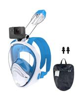 Full Face Snorkel Mask 180Panoramic View Anti-leak Anti-fog Snorkeling Mask Set with Detachable Camera Adjustable Strips Snorkeling Mask Full Face for Kids Teenagers & Adults