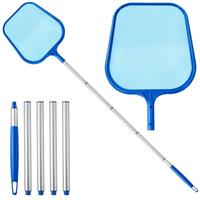 Swimming Pool Skimmer Net, Pool Net with 5 Pole Sections, 10.6 x 48.8 Pool Skimmer Net with Ultra Fine Mesh Net, Telescopic Aluminum Pole, Leaf Rake Net for Fast Cleaning Ponds