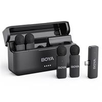 BOYA BY-V4U Microphone Wireless for iPhone 15/16, Android Smartphone, 4-Channel Mono Output, Mini Microphone, Wireless Lavalier Mic Type-C, Noise Cancelling, 360 Clip Lapel Mic for Video Recroding