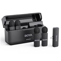 BOYA BY-V4U Microphone Wireless for iPhone 15/16, Android Smartphone, 4-Channel Mono Output, Mini Microphone, Wireless Lavalier Mic Type-C, Noise Cancelling, 360 Clip Lapel Mic for Video Recroding