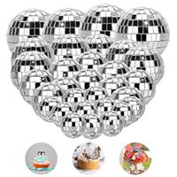 TranRantic 32 Pcs Disco Mirror Ball Cake Decorations, 4 Sizes Shiny Disco Ball Cake Topper, Mini Disco Party Decorations, Reusable Disco Ball Decorations for Disco Theme Party and Cake