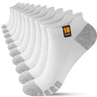 FORVEVO 10 Pairs Mens Trainer Socks, Cotton Thick Cushioned Running Socks, Anti-Blister Breathable Ankle Sock, Short Athletic Sports Sock for Men Women