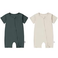 COOKY.D Unisex Baby Boys Girls Bamboo Fiber Short Sleeve Spring Romper Jumpsuit Infant Summer Bodysuit for 0-24 Months,2 Pack
