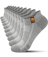 FORVEVO 10 Pairs Mens Trainer Socks, Cotton Thick Cushioned Running Socks, Anti-Blister Breathable Ankle Sock, Short Athletic Sports Sock for Men Women
