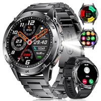 SUNKTA Smart Watch for Men with Flashlight/530mAh Battery, 1.43'' AMOLED Smartwatch for Android iOS, Military Sport Watch with Bluetooth Call Health Monitor IP68 Waterproof Fitness Tracker